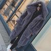 Plus Size Long Solid Color Faux Fur Coat Casual Women's Plus Size Winter Warm Hooded Fur Coat