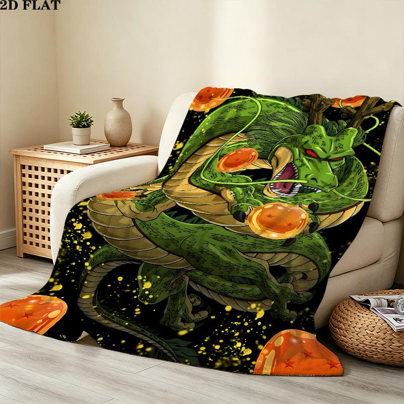 1PC Shenron Patterned Flannel Blanket Suitable For All Seasons For Home Decor Warmth And Comfort Gifts Holiday Present