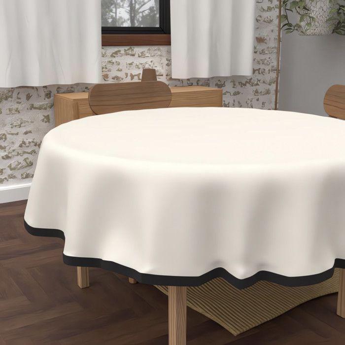Round Stain-resistant Tablecloth In Washed Microfibre, Diameter 180 Cm, BOHEME Linen, by Soleil d'Ocre