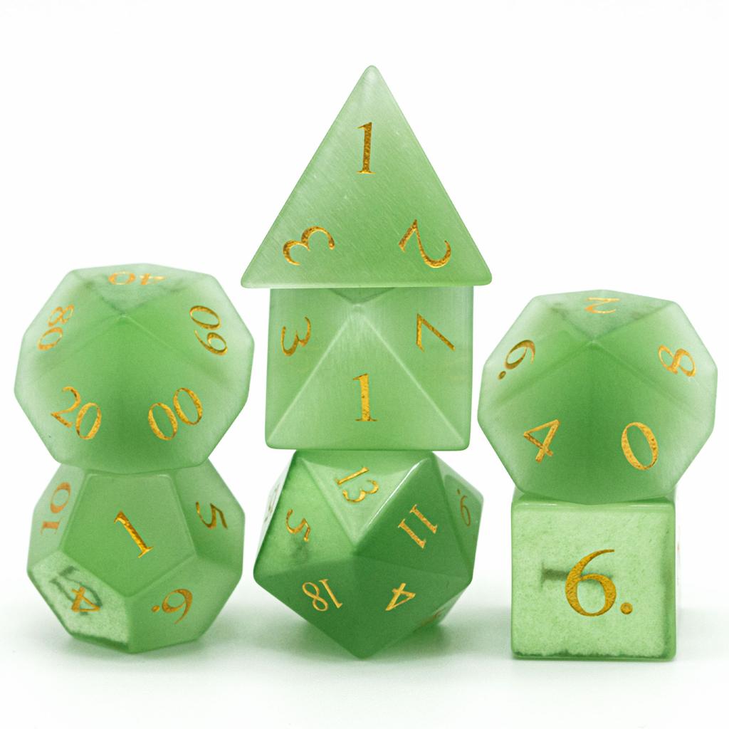 Набор полиэдрических костей Cusdie 'Кошачий глаз' D4-D20, ручная работа, с кожаным футляром для настольных RPG