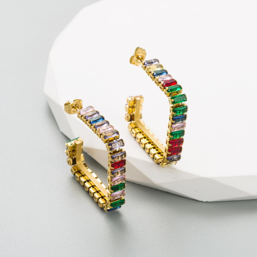 Женские серьги-кольца из титановой стали, бесцветные, индивидуальные, геометрические, с цирконом, темпераментные серьги