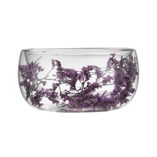 300 мл Стеклянная миска Двустенная миска из боросиликатного стекла с сухоцветами Художественная декоративная миска для подачи супа, десерта