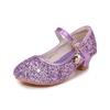 Children Princess Shoes Student Dance Girls High Heel Sandals Purple Kids Leather Glitter Crystal Shoes