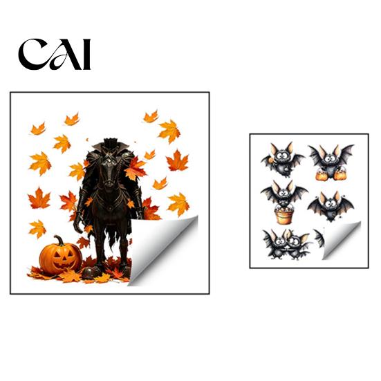 Self Adhesive Halloween Window Clings 2PCS Wall Stickers, Cartoon Ghost And Pumpkin Pattern Decals, Removable PVC Art for Living Room