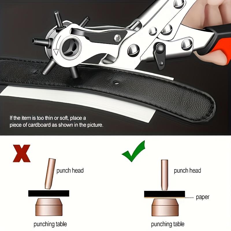 Heavy-Duty Leather Punch Pliers – Steel Hand Tool with Red Rubber Grips, Ideal for Belts & Sewing Projects