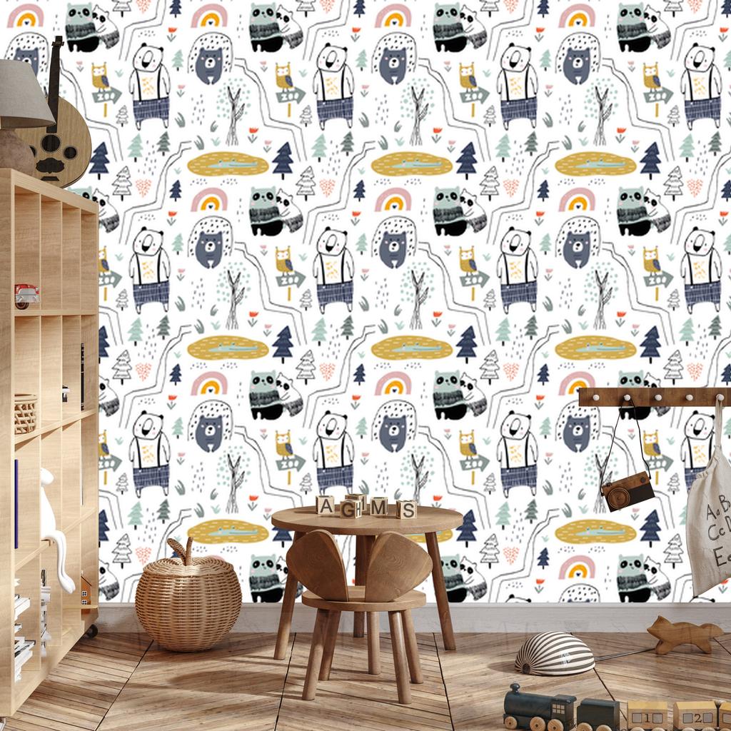 Wild Animals Wallpaper in Scandinavian Style for Living Room and Bedroom 50x1000