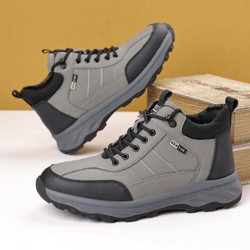 Зимние новые мужские шерстяные хлопковые туфли из коровьей кожи первого слоя, кожаные бархатные спортивные туфли, повседневная обувь, мужская обувь