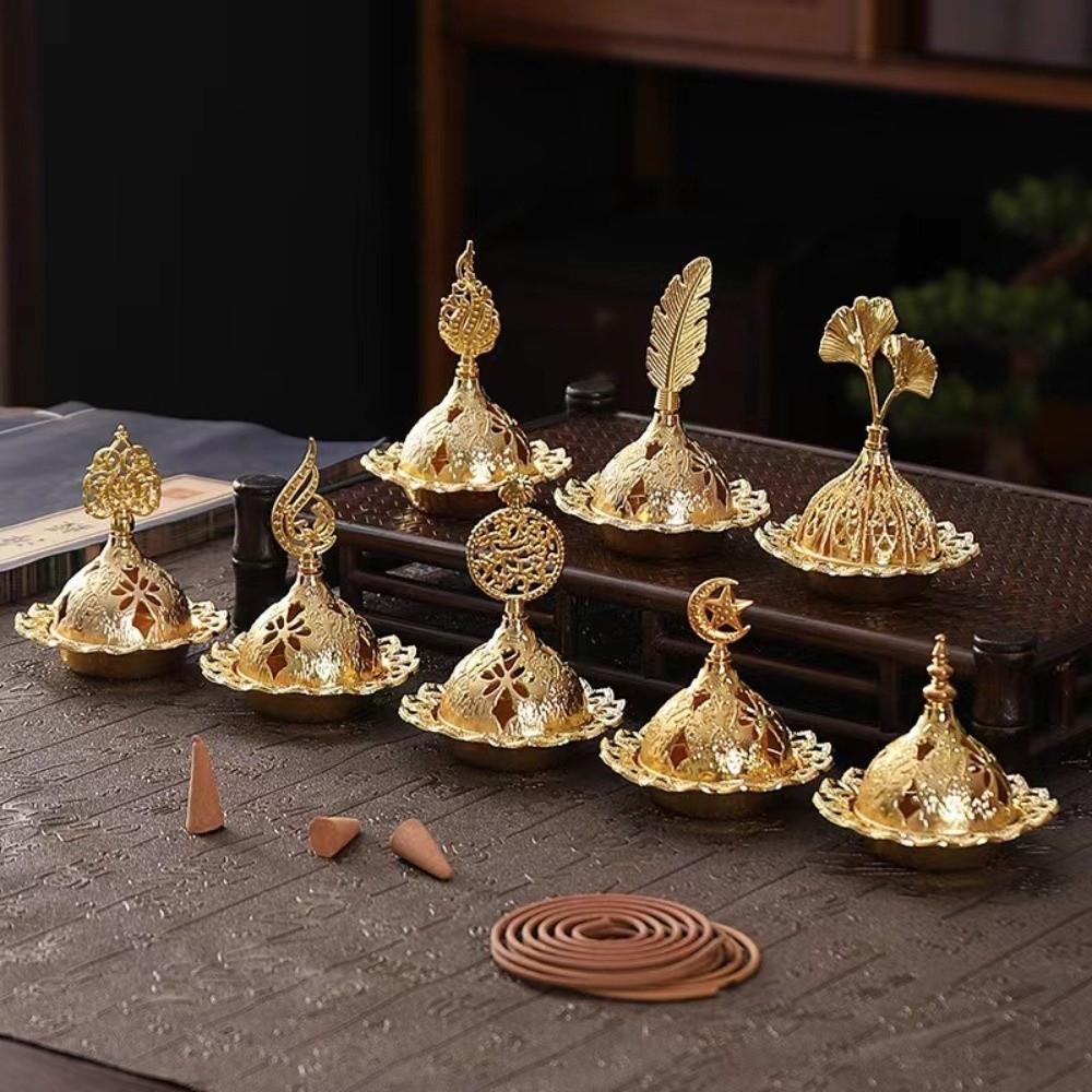 Zinc Zinc Alloy Mini Censer Holder Gold Incense Stick Burner Portable Metal Incense Burner  Office