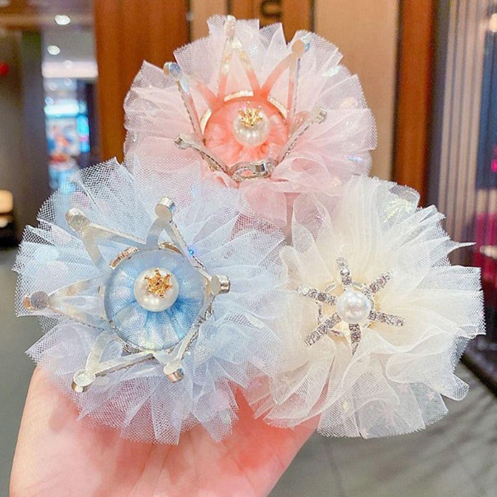 Fairy Headdress Tiara Gauze Crown Rhinestone Hair Accessory Girl Hairpin Headwear Hair Clip