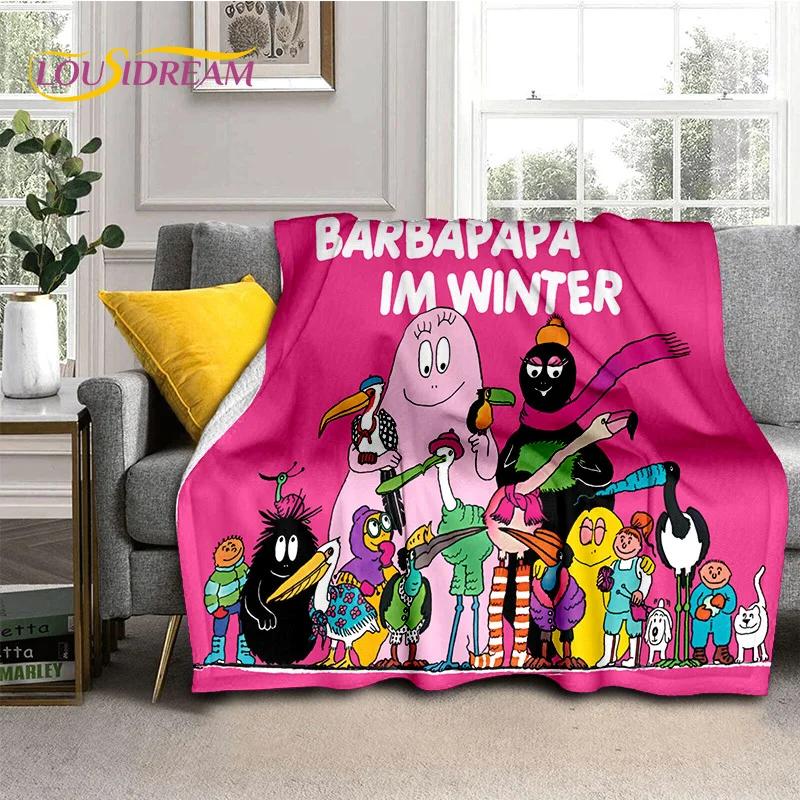 3D Cartoon Les Barbapapa Family Soft Blankets,Keep Warm Throw Blanket Comfortable Blanket for Picnic Beds Sofa Home Bedroom Kids