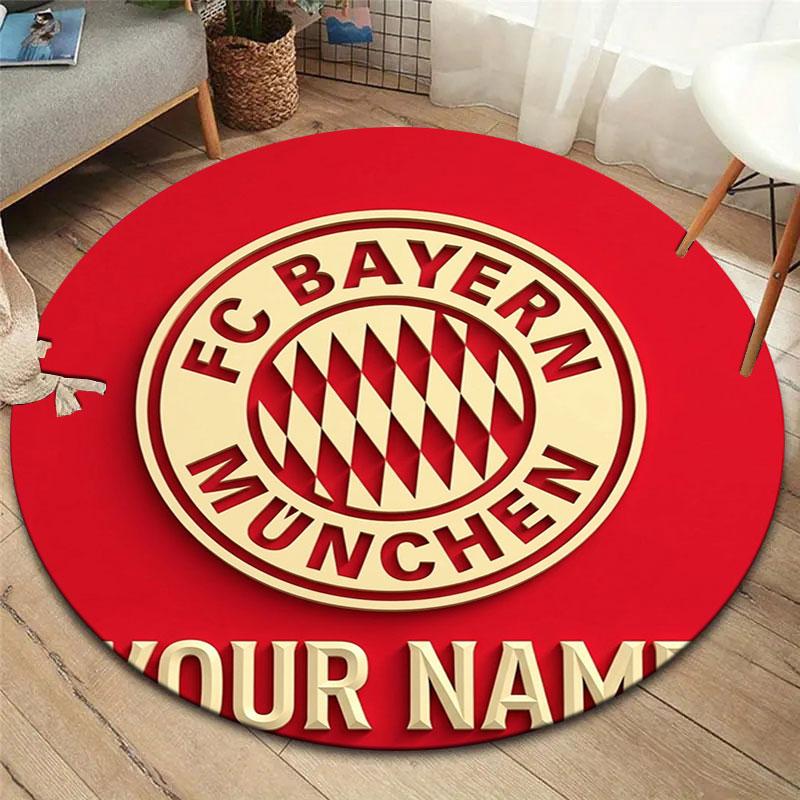 FC Bayern Munchen Custom Name Round Area Rug,Carpet Rug for Living Room Bedroom Sofa Playroom Decor,Non-slip Floor Mat