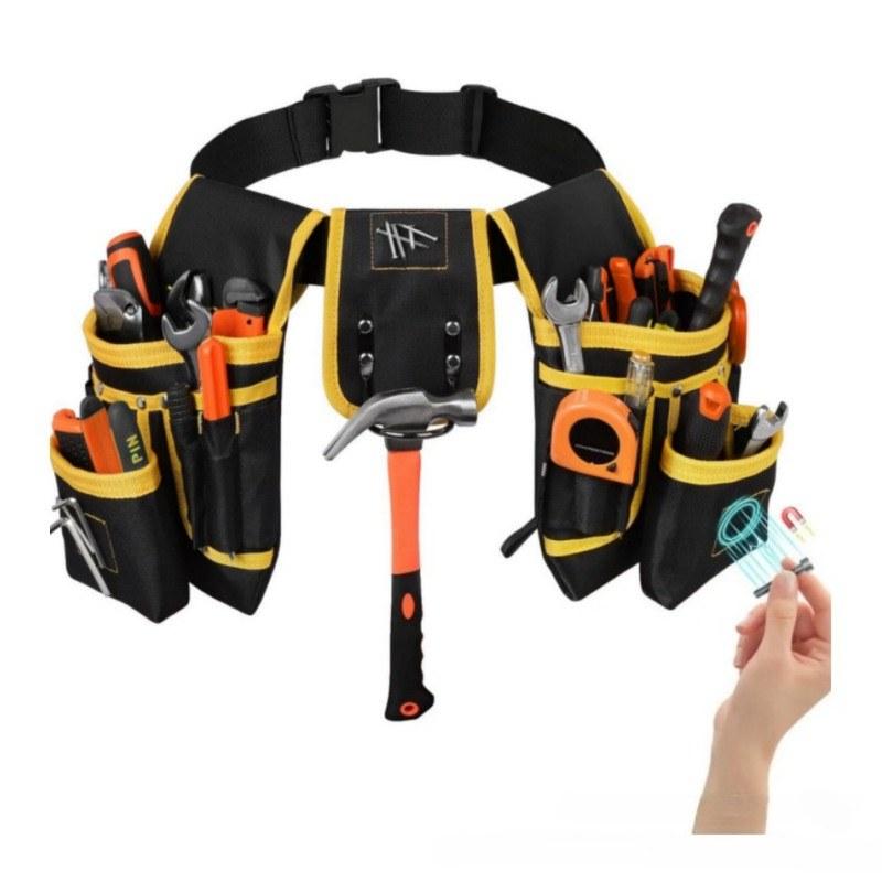 Сверхпрочный магнитный пояс для инструментов, многокарманная сумка для инструментов с 26 петлями, съемный поясной органайзер для электриков и строителей