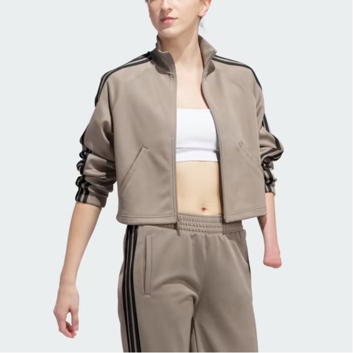 adidas Оригинальная теплая куртка-толстовка с логотипом-буквой Спортивная куртка Женская Коричневая IJ5228
