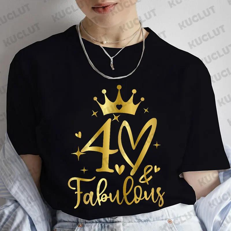 Tshirt for Women Chapter 40th Birthday Crew Party Y2k Tops Graphic 40 Birthday Squad Chapter Tshirt Summer Short Sleeve Tees