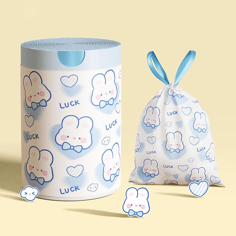 50 Or 100Pcs/Roll Trash Bags Drawstring Bag Small Garbage Bags Cartoon Rabbit Pattern Household Kitchen Bathroom Trash Bags