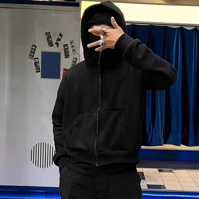 Унисекс Балаклава Худи Теплая Свободная Толстовка с Капюшоном на Молнии Повседневная Куртка с Маской для Лица для Осени Зимы Уличная Спортивная Одежда