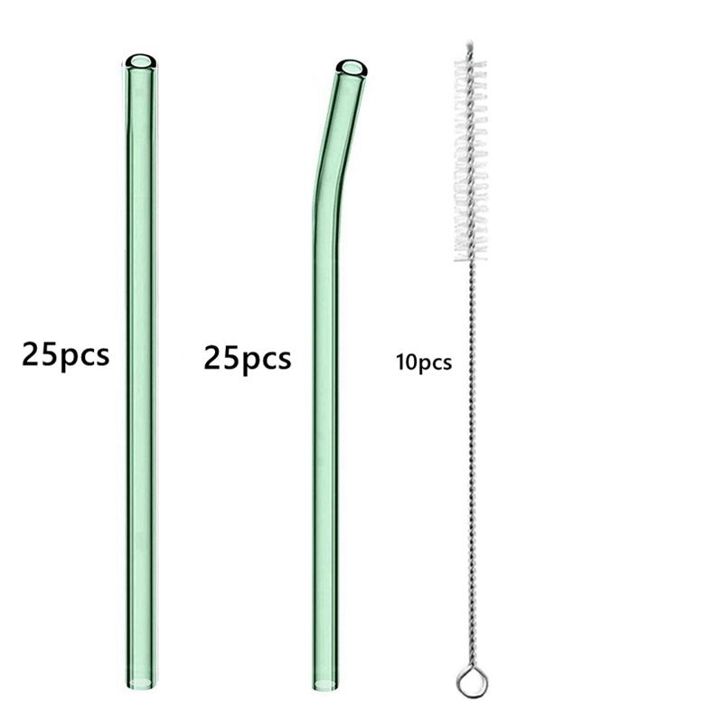 50 шт. разноцветных многоразовых стеклянных трубочек длиной 20 см. Экологичные трубочки для смузи, трубочки для коктейлей, принадлежности для напитков, барная посуда