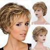 Ladies Synthetic Wig Mixed Brown Blonde Wigs Short Layered Curly Wig With Bangs For Women Daily Party Costume Heat Resistant Fibre