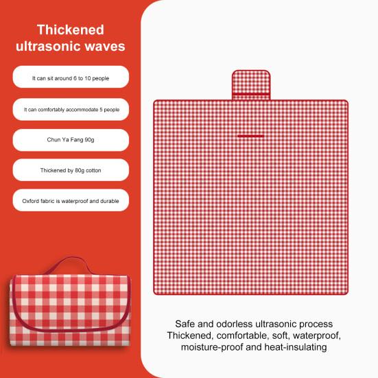 Плед для пикника с толстым хлопковым наполнителем, водонепроницаемый, легко моется, многоцелевой пляжный коврик, складной коврик для пикника с ручкой