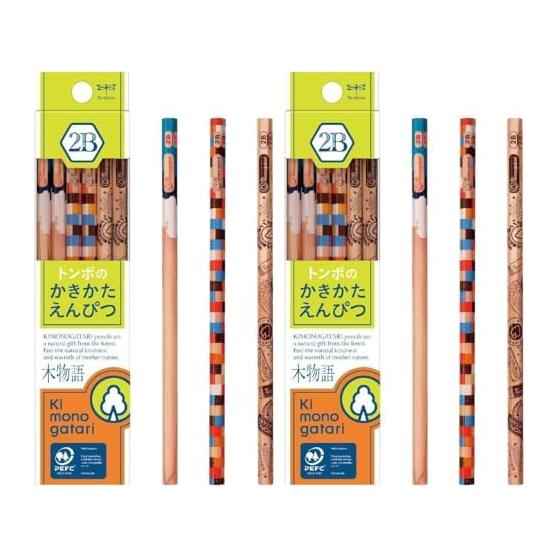 Карандаш для письма Tombow Pencil 2B Mokumonogatari Зеленый узор 1 дюжина KB-KF02-2B