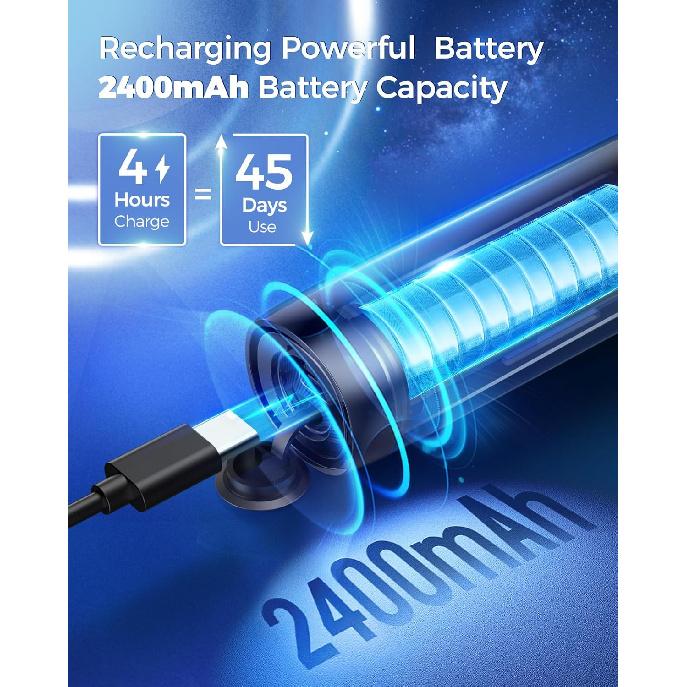 Rotating Electric Toothbrush with 8 Brush Heads for Adults and Kids, 3 Modes Rechargeable Power Toothbrush with 2-Minute Smart Timer, 45-Day Battery