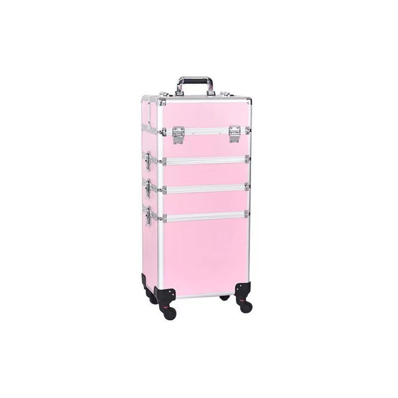 Multifunctional Aluminum Makeup Trolley Case with Large Storage for Artists, Manicure, and Hairdressing