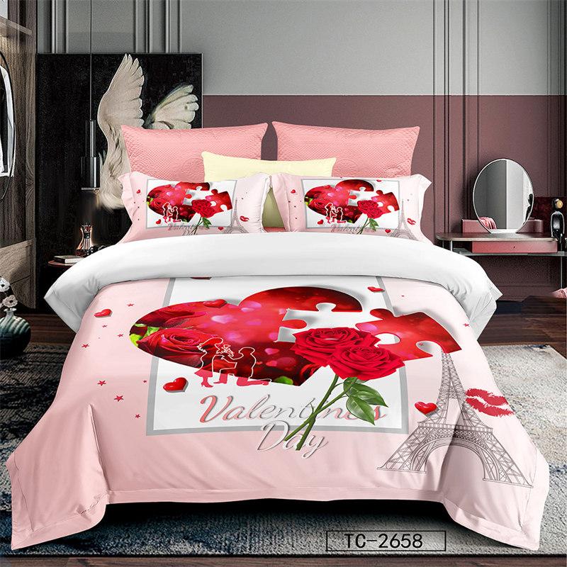 Love Heart Bedding Collections Queen Size Microfiber Romantic Wedding Duvet Cover Collection Gift For ValentineS Day For Girls Women Bedroom
