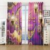 Рамадан Фестиваль Фиолетовый Принт Шторы Украшение Окна Карманы Карманы Полиэстер Шторы Спальня Гостиная Домашнее Украшение
