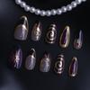30 pieces of almond-shaped cross-star gilded purple wearable high-end nail art fake nails are hot-selling