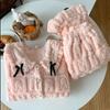 Милая пижама из кораллового флиса, теплая, осенне-зимняя, с длинными рукавами, кардиган, брюки, домашняя одежда, комплект из двух предметов, свободный покрой, повседневная ночная одежда