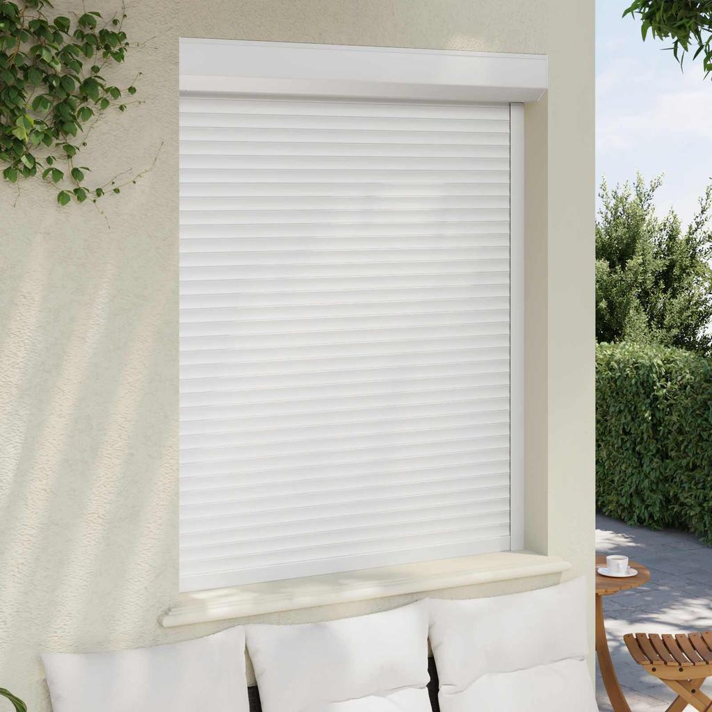 White Roller Shutter 120 x 150 cm Aluminum and Polyurethane