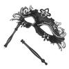 Party Phoenix Tail Flower Venetian Masquerade Mask with Holding Stick Costume Mask Halloween