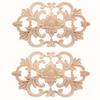 2pcs Wood Carved Applique Onlay Furniture Corner Frame Decal Unpainted Furniture DIY Decoration for Furniture Home Door Cabinet