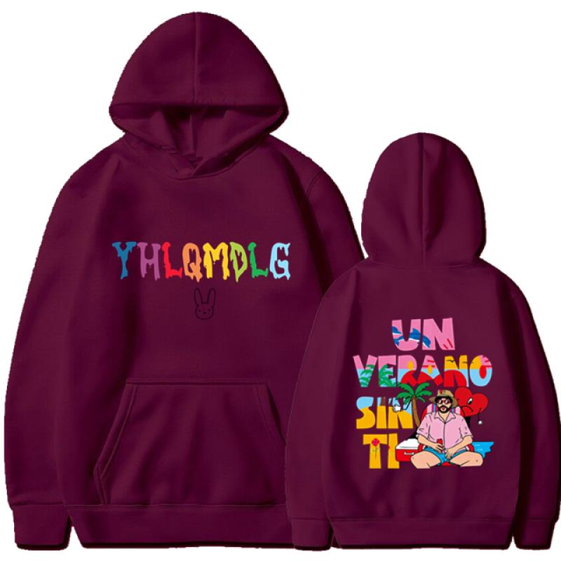 Bad Bunny UN VERANO SIN TI Графическая толстовка с двусторонним принтом, мужские и женские толстовки большого размера, пуловер унисекс, уличная одежда, пальто