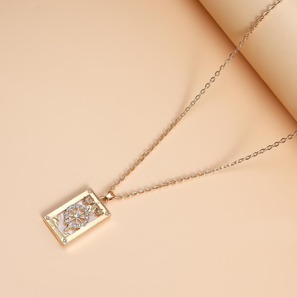 Coloeful Tarot Necklace Star Moon Sun Lovers Magiclan Knight Empress Pendant Necklace for Women