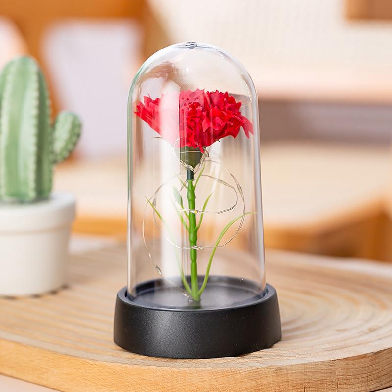 Carnation acrylic cover immortal flower Mother's Day gold foil rose Teachers' Day gift creative small ornament