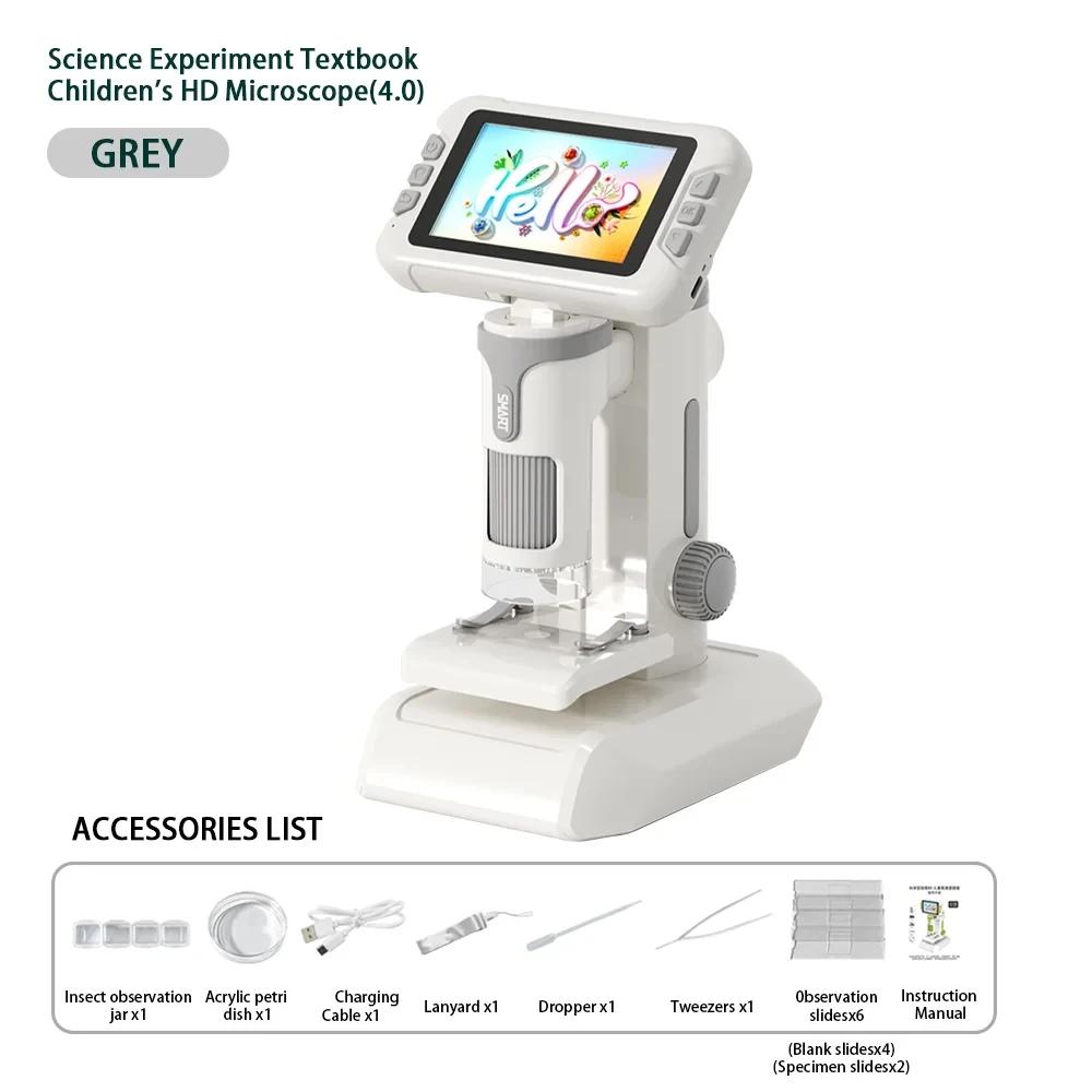 120-1600X HD Микроскоп Игрушка Набор для Научных Экспериментов STEM Настольный Ручной Съемный Портативный ЖК-Микроскоп Телескоп Увеличительное Стекло