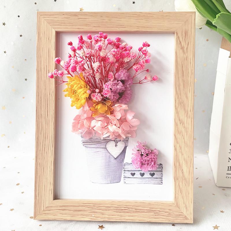 Handmade A4 Photo Frame with Dried Flowers - DIY Kit for Wall Decoration or Valentine's Day Gift