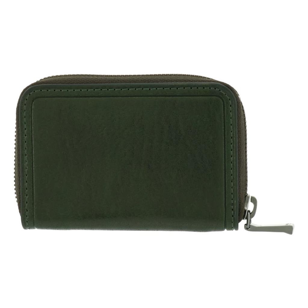 Круглый кошелек для монет на молнии из натуральной кожи, 730612, чехол для монет, мини-кошелек, кожа коровьей шкуры, зеленый [Takeokikuchi] Мужской [05]