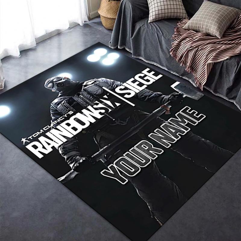 Custom Name Rainbow Six Siege Carpet Rug for Living Room Bedroom Home Sofa Decoration,Kids play Non-slip Floor Mat