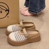 Полые плетеные сетчатые тапочки на платформе 2025 однословный ремешок одинарная обувь сандалии женские туфли Мэри Джейн с неглубоким вырезом