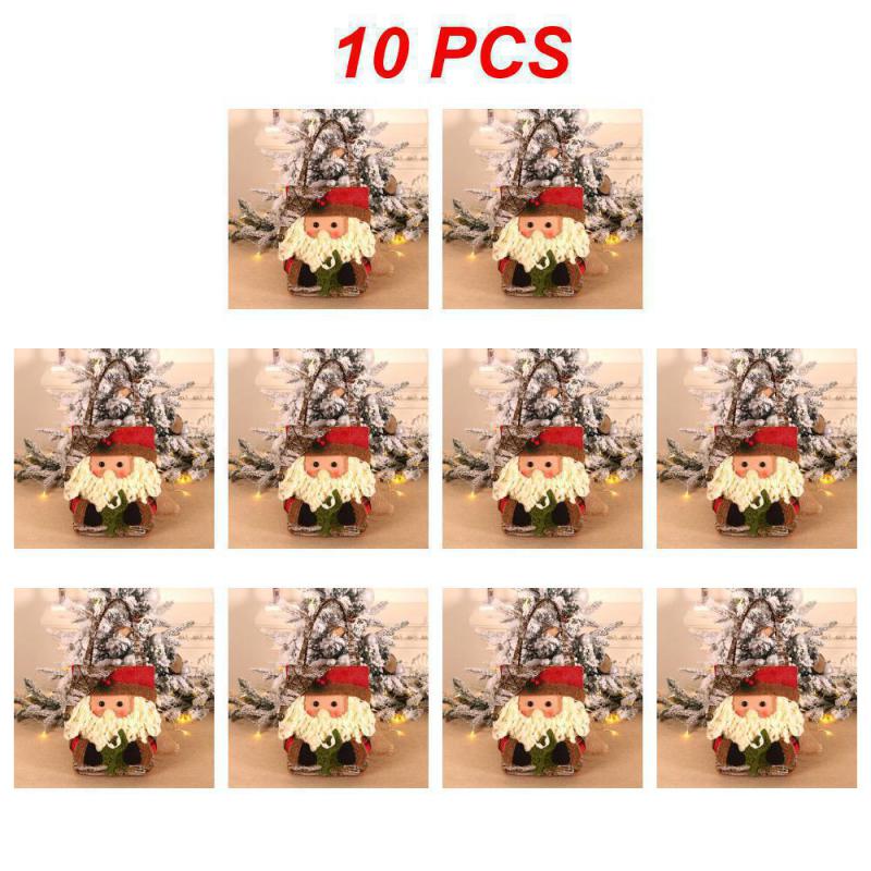 10Pcs Christmas Gift Bags Handbags Tote Bags Candy Bags Snowman Bear Gift Bags Storage Bags Christmas Decoration
