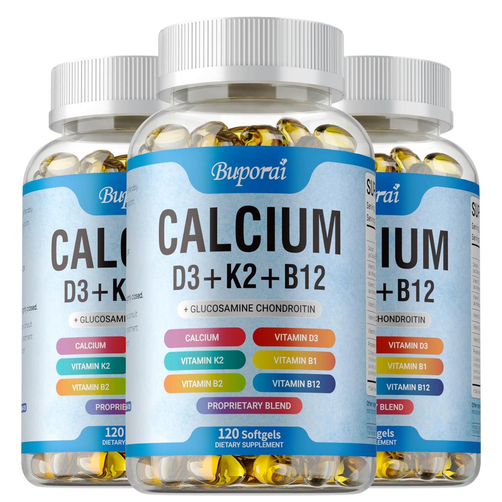 Calcium Complex Capsules; formulated with Vitamin D3 and K2; promotes calcium absorption; supports joint health; suitable for adults.