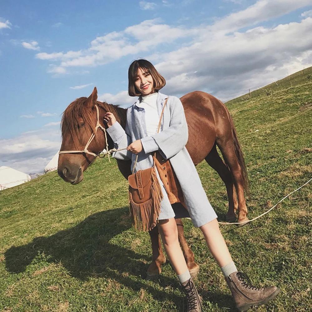 Сумка из искусственной замши в стиле хиппи, цыганская сумка в стиле бохо, женские сумки, винтажная богемная сумка с бахромой и кисточками, женские сумки через плечо