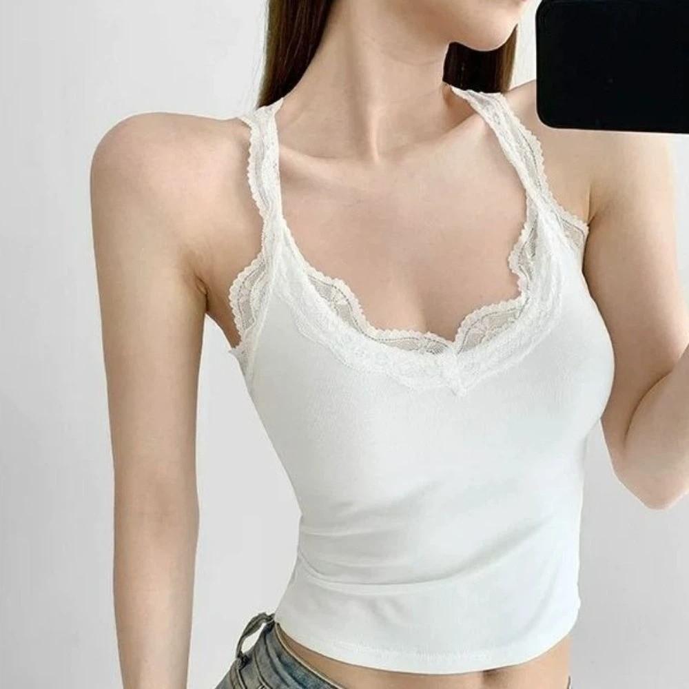 Hollow Lace Corset U-neck Lace Suspender Vest Elegant Ruffled Lace Camisole Ladies