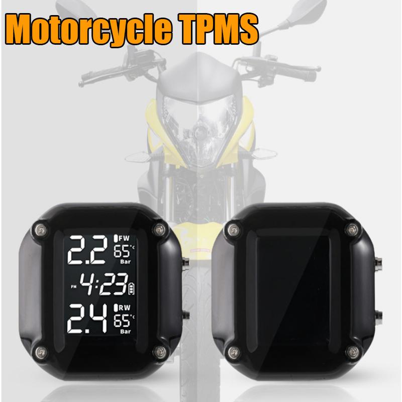 Беспроводная система контроля давления в шинах мотоцикла TPMS, ЖК-дисплей в шинах двигателя, внешние датчики давления в шинах, сигнализация