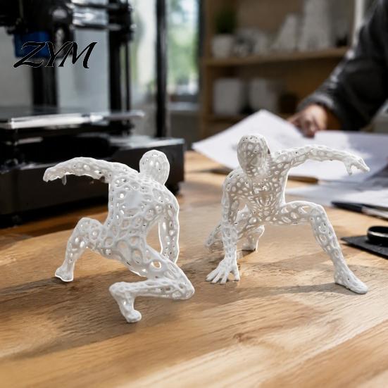Creative PLA Plastic Figurines 3D Printed Hollow Mesh Superhero Figurine, Spider Style Action Pose Stable Standing Hero Models Desktop Ornament, Cool