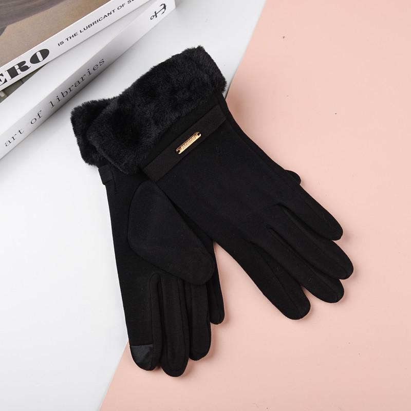 Новые женские перчатки с сенсорным экраном из кроличьего меха: Велоспорт и вождение в корейском стиле, милая флисовая подкладка для холодной погоды