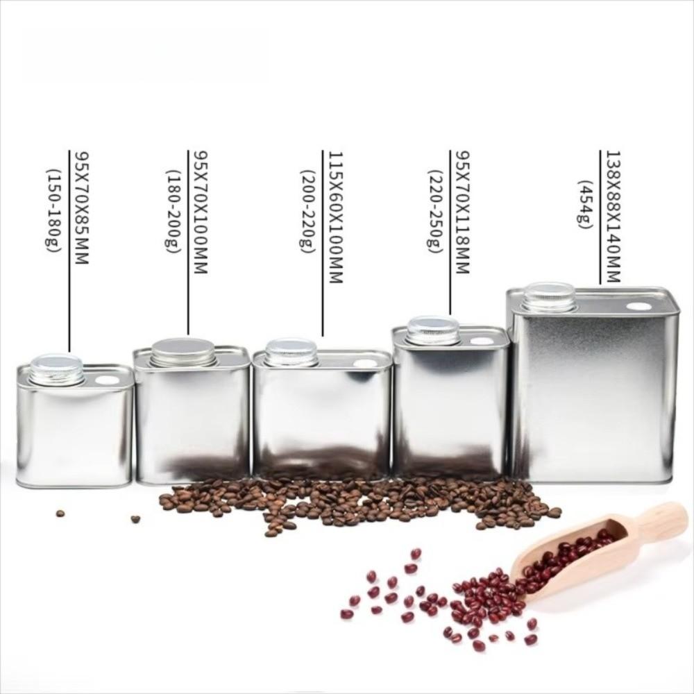 Large-capacity Coffee Bean Storage Box Square Storage Iron Can New Coffee Sealed Cans