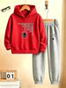 TZWYTwo-piece set for boys: hoodie and jogging pants, Halloween children's outfit with cute spider print, sporty and casual style.